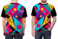 Retro 80's T-Shirt, Colorful Abstract Tee, Designer T-Shirt, Fashionable Tee, Colorful Shirt, Funky-80s-Pattern Tee. ♥ All of Our T-Shirts Are MADE TO ORDER. This allows us to offer more colors and sizes and different ink colors based on shirt colors. Steps To Place Your Order ♥ Choose Shirt Weight (4oz Or 6oz) From the Drop Down Menu ♥ Choose a Stitching Color From The Drop Down Menu ♥ Choose Shirt Size From Drop Down ♥ Add to cart. That's All That's To It. You will receive tracking info when y Multicolor Funny Print T-shirt For Streetwear, Retro Pink Printed T-shirt, Casual Multicolor Print T-shirt, Casual Multicolor T-shirt With Colorful Pattern, Casual Multicolor Patterned T-shirt, Multicolor Patterned T-shirt For Summer, Casual T-shirt With Colorful Multicolor Print, Fun Multicolor Tops With Graphic Print, Multicolor Crew Neck T-shirt With Graphic Design