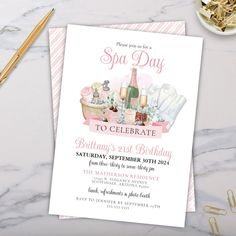 a spa day party with champagne and personalized items