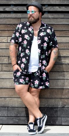 Plus Size Male Summer Outfits, Plus Size Men Fashion Casual Summer, Mens Outfits Plus Size, Mens Fashion Plus Size, Fat Guy Outfits, Hawaiian Outfit For Men, Plus Size Men Fashion