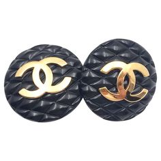 Chanel Rare Classic Black Quilted Gold CC Large Clip on Earrings as seen on Ashlee Simpson * Marked 29 * Made in France *Comes with the original box and tag *As seen on Ashlee Simpson -It is approximately 1.5" x 1.5". -Very rare and classic -This style comes in 2 sizes. This piece is the large one. -In a very good vintage condition. There is a hairline scratch on one of the CCs. 3229-46650 Designer Black Clip-on Earrings, Designer Black Round Earrings, 1980s Chanel, Chanel Stud Earrings, Ashlee Simpson, Black Tears, Chanel Vintage, Chanel Jewelry, Black Quilt