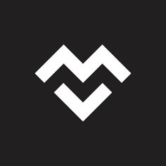 the letter m is made up of two white lines on a black background, and it appears to be overlapping