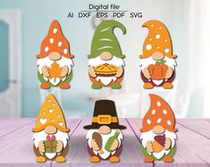 several gnomes with different hats and colors