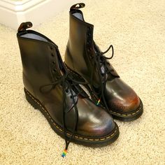 Dr. Martens 1460 For Pride Edition Rub Off Boot Black Rainbow Aglet #30634. Brand New Without Box!! These Are Rare And Hard To Find!! They Have A Very Unique Spray Painted Look To Them That Looks Really Really Nice When The Sun Shines On Them. Size 12 Available. Black Rainbow, Dr. Martens, Black Boots, Really Cool Stuff, The Sun, Men's Shoes, That Look, Shoe Boots, Size 12