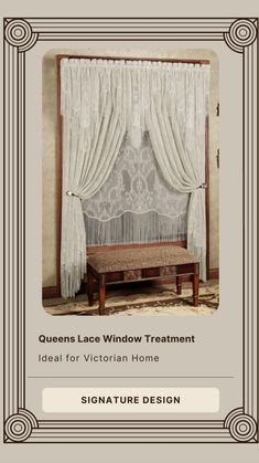 the queen's lace window treatment ideal for victorian home signature design is shown here