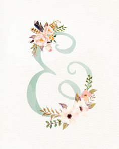 the number three with flowers and leaves is painted in watercolor on a white background