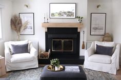 a living room filled with furniture and a fire place