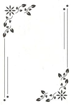 a black and white drawing of flowers on a white background with an empty space in the middle