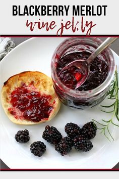 blackberry merlot wine jelly on a white plate