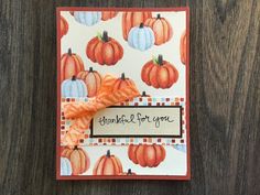 a handmade card with pumpkins on it