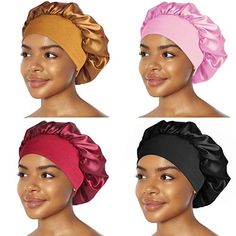 Natural Hair Woman, Hair Bonnets, Night Hairstyles, Hair Bonnet, Shower Caps, Black Curly Hair, Curly Hair Women, Hair Cover