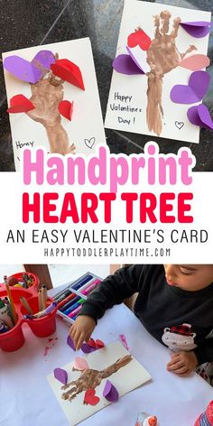 the handsprint heart tree is an easy valentine's card for kids to make