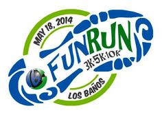 the fun run logo is shown in green and blue with an image of a beach ball