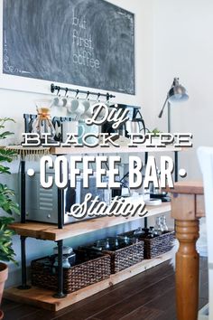 a coffee bar with the words diy blackboard on it