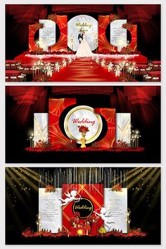 two red and black wedding banners