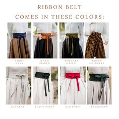 the different types of belted skirts are shown in this page, which shows how to wear them