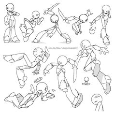 some cartoon characters doing different poses