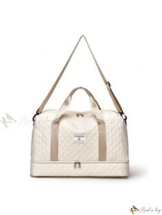 Bird in Bag - Stylish and Spacious Womens Travel Bag with Solid Color Stitching and Versatile All-Match Design White Quilted Travel Bag, Everyday White Quilted Bag, Quilted Beige Shoulder Bag For Travel, Cream Quilted Travel Bag, Beige Quilted Shoulder Bag For Travel, White Quilted Shoulder Bag For Travel, White Rectangular Weekender Bag With Zipper Closure, White Rectangular Weekender Bag With Zipper, Beige Large Capacity Weekender Bag For Errands