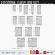 an image of the bed sizes and measurementss for different types of beds in europe