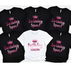 "Birthday Squad, Birthday Squad Shirts, Birthday Party Shirts, Birthday Queen Shirt, Birthday Crew Shirts, Birthday Diva Shirt, Birthday Queen Girl, Queens Shirt, Birthday Entourage Shirts, Birthday Party Shirts, Birthday Shirts, Birthday Tshirts, Birthday QUEEN, Birthday Girl T-shirt,  Birthday Group Shirts, Birthday Gift for Woman Premium Quality Printed in the USA. HOW TO ORDER T-SHIRT 1-) Please, Check and Review all Photos. 2-) Select Your T-shirt Color. 3-) Select Your T-shirt Size. 4-) Click ADD TO CART and You can go back to add more product color and text color or You can complete the checkout process. 5-)Please Click \"Proceed to Check Out\" 6-) Finally, Your Custom Shirt will be ready to ship 1-3 Business Day. Product Side seams, retail fit Shoulder to shoulder taping Unisex siz Barbie Birthday Squad Shirts, 50 And Fabulous Tshirts, Birthday T Shirts Ideas For Women, Birthday Squad Shirts Ideas For Women, Adult Birthday Shirts For Women, Birthday T Shirts Ideas For Group, Birthday Tshirts Group, Birthday Crew Shirts Ideas, Birthday Shirt Ideas Women