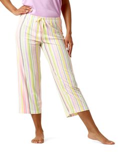 Day Stripe Modern Classic PJ CapriLook great all hours of the day in HUE printed knit capri pajama sleep pants. Available in a variety of colorful prints hand-drawn by HUE NYC studio design team. HUE women's capri pajama pants feature a soft comfort elastic waistband and relaxed leg. Reindeer Pajamas, Soft Pajama Pants, Pajama Bottoms Womens, Classic Pajamas, Nyc Studio, Nyc Design, Pajama Pant, Sleep Pants, Studio Design