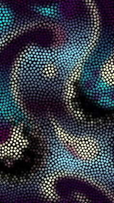 an abstract background made up of circles and dots in shades of blue, purple, and black