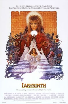 the movie poster for labyrinth starring actors and actresss in front of an image of a woman