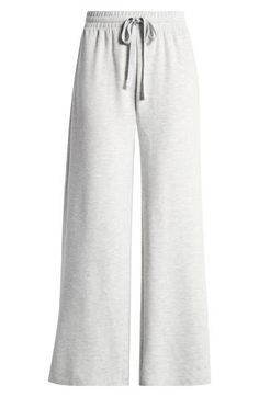 It's all about relaxed weekend vibes with these wide-leg sweatpants in a breezy cropped length. 25" inseam; 22" leg opening; 10 1/2" front rise; 14" back rise Elastic/drawstring waist 65% polyester, 31% viscose, 4% elastane Machine wash, tumble dry Imported Sweatpants Aesthetic, Freshman Outfits, Ross Dresses, Cute Sweatpants