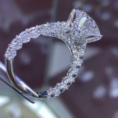 a close up view of a diamond ring