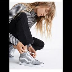 New With Tags Grey Rib Size 8.5 High Top Vans Leggings, Gray Vans Women, Vans High Tops Grey, Platform Vans Grey, Gray Vans, Sk8 Hi Vans, Fall Lookbook, Denim Shoes, Sk8 Hi