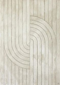 an abstract painting with lines and curves on the side of a wall in grey tones