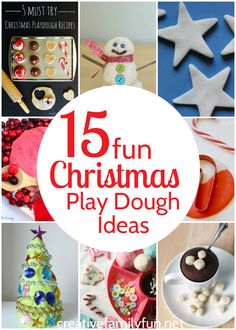 a collage of christmas play dough ideas