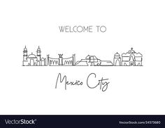 welcome to mexico city hand drawn sketch