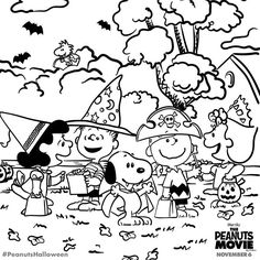 the peanuts movie coloring pages for kids and adults, with characters in black and white