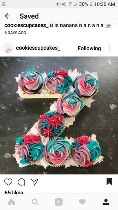 two cupcakes that are shaped like the letter z