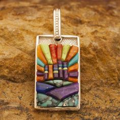 David Rosales Indian Summer Cobble Inlaid Sterling Silver Pendant Antique Turquoise Jewelry, Contemporary Southwest, Indian Arts And Crafts, Antique Turquoise, American Girl Crafts, Big Jewelry, Black Arrow, Tibetan Turquoise, Southwest Jewelry