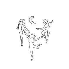 three people are playing with each other in the air and one person is reaching for the moon