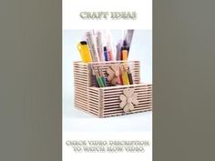 an advertisement for craft ideas featuring scissors and pens in a basket with the words, check video distribution to watch show videos