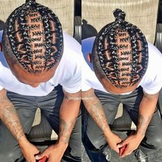 Braids For Men, Hair Afro, Black Men Hairstyles, Bun Hairstyle