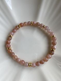 Beautiful Peach Moonstone Bracelet by HelloYouLovely Peach Bracelet, Pink Moonstone, Moonstone Bracelet, Sacral Chakra, Peach Moonstone, Healing Crystals, Stretch Bracelet, Crystal Bracelets, Stretch Bracelets