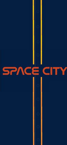 the space city logo is shown in red and orange on a dark blue background with an orange stripe