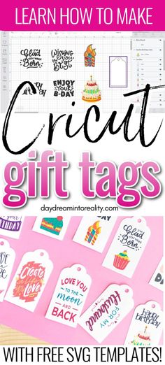 the front cover of craft gift tags with free svg templates and instructions to make them