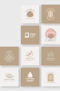 six different logos for bakery business cards