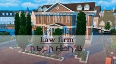 an animated image of a large building with trees in front of it and the words law firm next to it