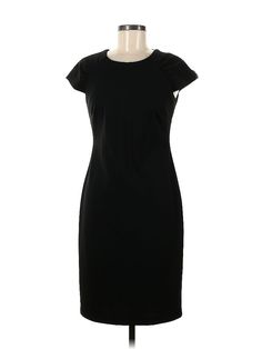 Calvin Klein Casual Dress Size: 6 Black Dresses - used. 94% POLYESTER, 6% SPANDEX, Sheath, Crew Neck, Solid, Knee Length, Short Sleeve | Calvin Klein Casual Dress - Sheath: Black Solid Dresses - Used - Size 6 Black Casual Dress, Black Dresses Casual, Calvin Klein Dress, Calvin Klein Dresses, Solid Dress, Calvin Klein Black, Black Solid, Black Dresses, Casual Dresses For Women