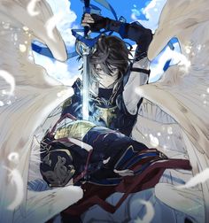 Angelic Warrior, Shingeki No Bahamut, Male Angel, Anime Male, Angel Warrior, A God, Comics Art, Fantasy Warrior, Character Design Male