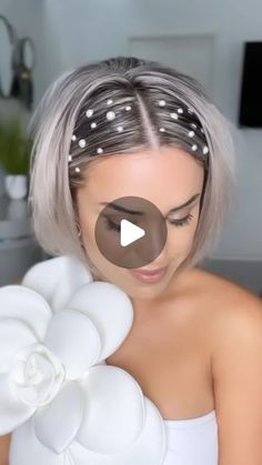 Ekaterina Guerra | Short Hairstyles + Makeup on Instagram: "One of my most #viralhairstyles EVER! 🤍 Comment HBD and I’ll send you links to all I used.   So often I get asked for simple wedding hairstyles or an event and this one has got to be one of the simplest fancy shmancy hairstyles I can teach you. 🤗   It is also my Birthday today 🎂 37 Years old!🥳 I have loved my 30’s so much! Grateful for this beautiful life of mine ♥️   #hair #shorthair #weddinghairstyles #shorthairstyle #bobhairstyles #bobhaircut #bobhair #fancyhairstyle #simplehairstyles #easyhairstyles #peinados #cabellocorto #hairstylevideo #hairstyletutorial #hairstyleoftheday #hairreels" Maternity Hairstyles Short Hair, Headband Shoulder Length Hair, Short Nye Hairstyles, Holiday Hair Short Bob, Wedding Style For Short Hair, Pulled Back Short Hairstyles, Christmas Hair For Short Hair, Fancy Bob Hairstyles, Simple Prom Hairstyles For Short Hair