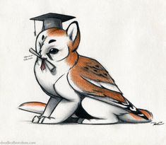 “ luxuryofconviction asked you: Hullo~ My sister is graduating from College tomorrow morning. :3 If you could draw her an Owl-griffin with a graduation cap on [or chewing on it, whichever he’d prefer], I’d super appreciate it~ Land Shark, Random Thoughts, Creature Concept, Graduation Cap