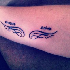 a couple of tattoos that are on someone's arm and one has two names