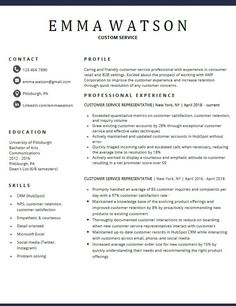 a professional resume template for customer service representative, it is designed to be used as an example