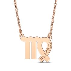 This engravable zodiac necklace makes a perfect gift for this logical and industrious star sign. 14K Rose Gold Personalize with name of your choosing 16- to 18-inch adjustable rope chain with spring ring clasp Virgo Zodiac Sign, Zodiac Sign Necklace, Sign Necklace, Zodiac Necklace, Virgo Zodiac, Zodiac Necklaces, Star Sign, Accessories Jewelry Necklace, Rope Chain